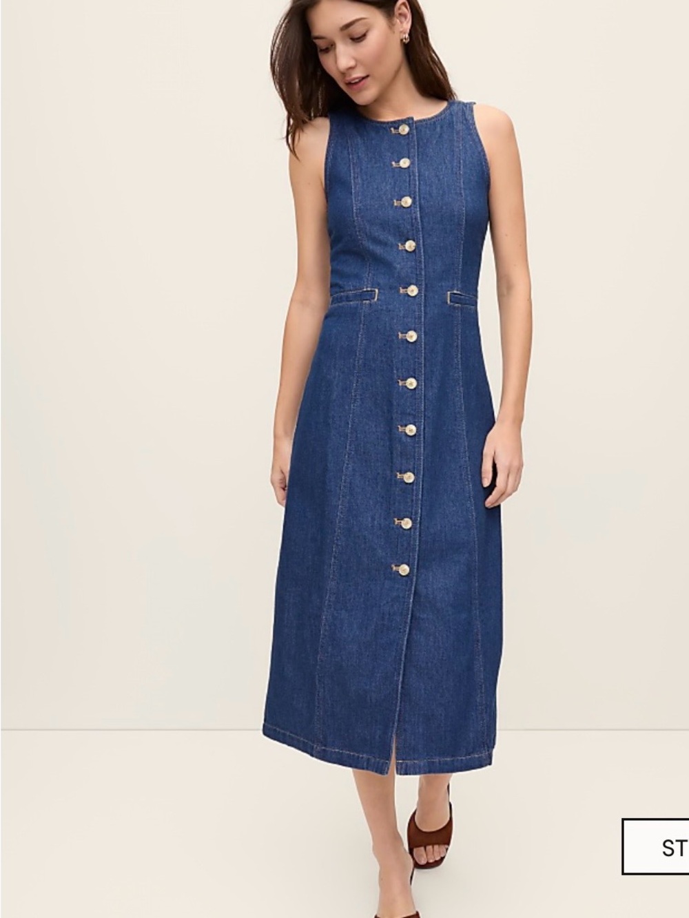 Ann Taylor Denim Flare Midi Dress — Luxe Medium Wash — NWT
